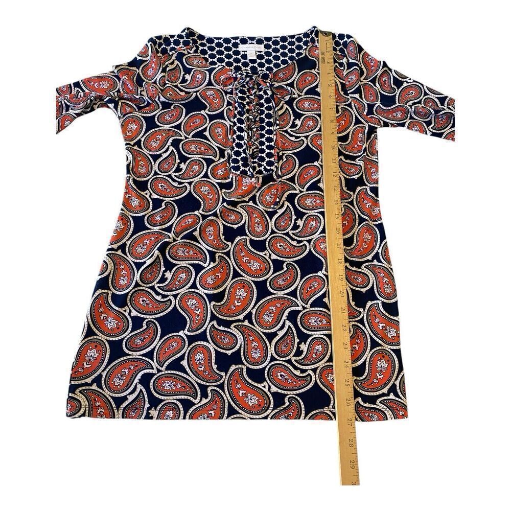 Charter Club Tunic Top Women's Medium Blue Floral Paisley 3/4 Sleeve - Picture 7 of 8